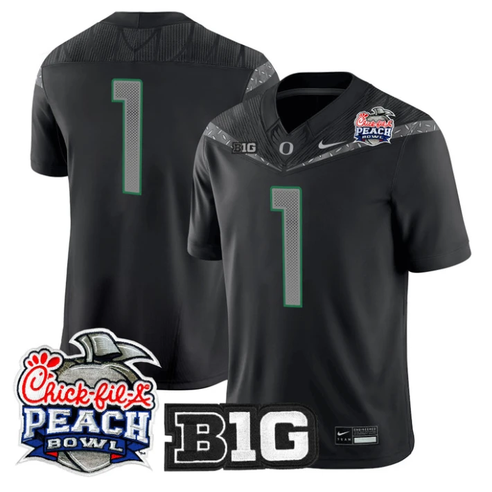 Team Jersey #541 Oregon Ducks 2026 Peach Bowl Patch Limited Stitched Black by NCAA Football Jersey