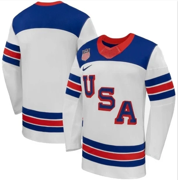 Team USA Winter Olympics 2026 Hockey Jersey Blank White All STITCHED by Hockey David