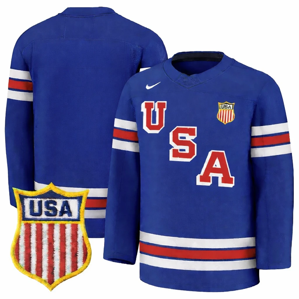 Team USA Winter Olympics 2026 Hockey Premium Jersey Blue Blank STITCHED by Hockey David