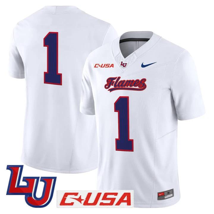 Team Jersey #1 Liberty Flames 2025 Vapor Limited Stitched White by My Store NCAA Football Jerseys
