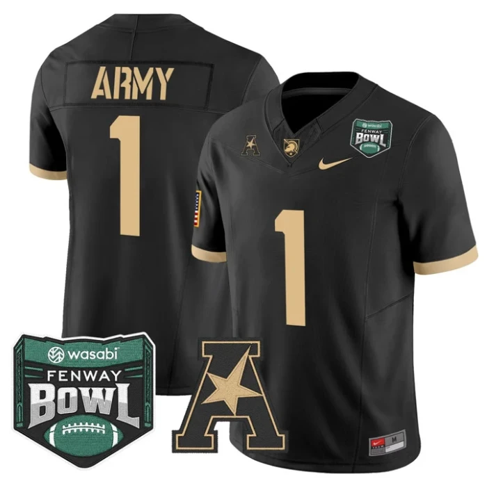 Team Jersey #1 Army Black Knights 2025 Fenway Bowl Patch Stitched by My Store NCAA Football Jerseys
