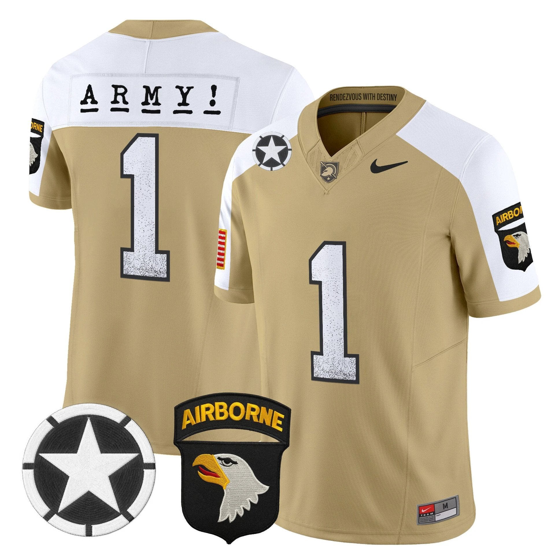 Team Jersey #1 Army Black Knights 2025 Screaming Eagles Stitched by My Store NCAA Football Jerseys