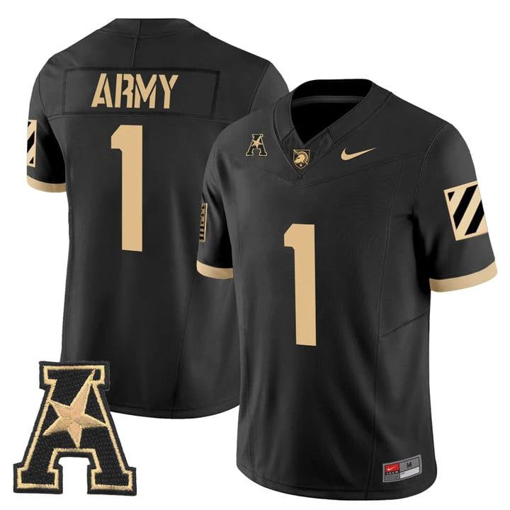 Team Jersey #1 Army Black Knights 2025 Vapor Limited Stitched by My Store NCAA Football Jerseys