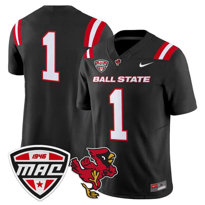 Team Jersey #1 Ball State Cardinals 2025 Vapor Limited Stitched by My Store NCAA Football Jerseys