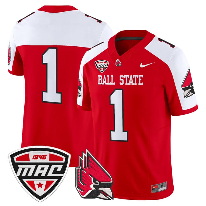Team Jersey #1 Ball State Cardinals 2025 Vapor Limited Stitched by My Store NCAA Football Jerseys