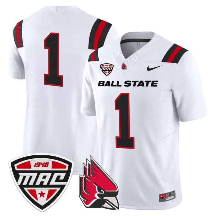 Team Jersey #1 Ball State Cardinals 2025 Vapor Limited Stitched by My Store NCAA Football Jerseys