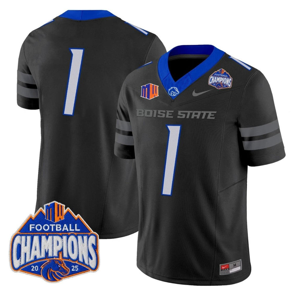 Team Jersey #1 Boise State Broncos 2025 Mountain West Champions Stitched by My Store NCAA Football Jerseys