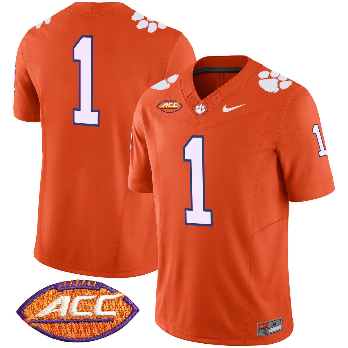 Team Jersey #1 Clemson Tigers 2025 Vapor Limited Stitched by My Store NCAA Football Jerseys