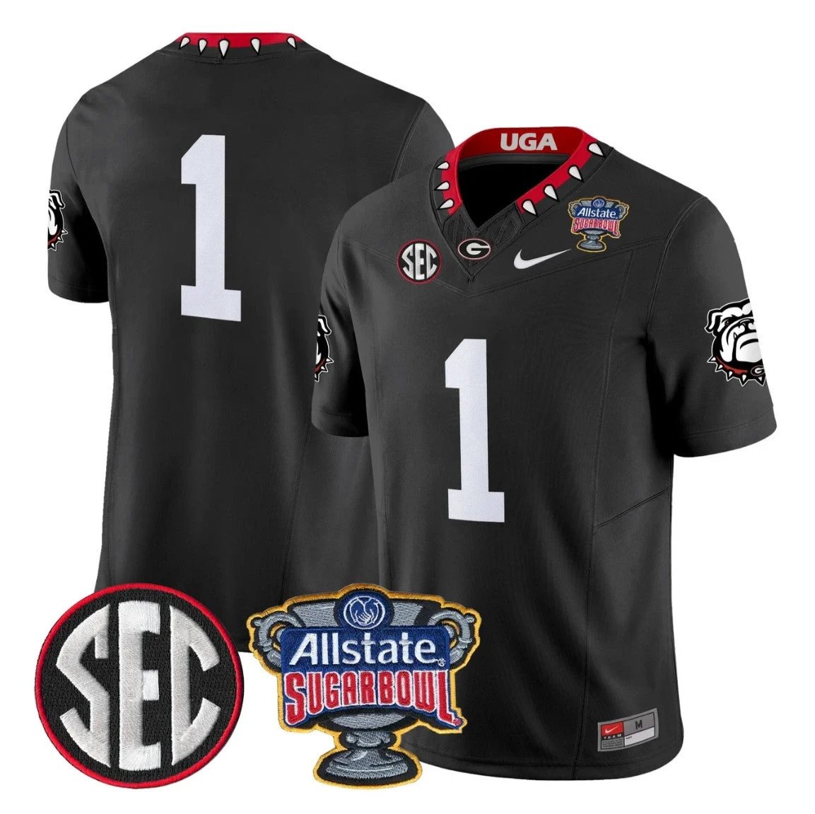 Team Jersey #1 Georgia Bulldogs Sugar Bowl Patch Limited Stitched by My Store NCAA Football Jerseys