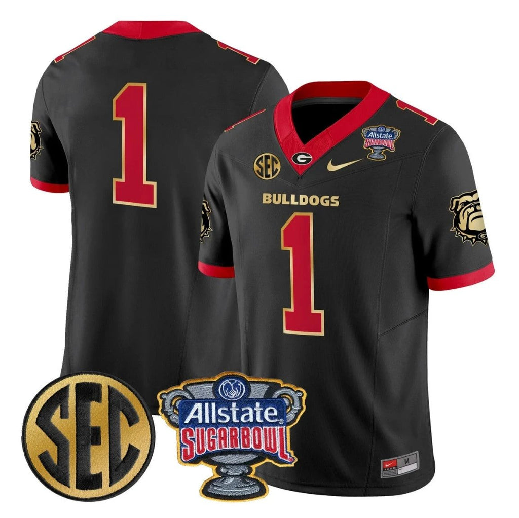Team Jersey #1 Georgia Bulldogs Sugar Bowl Patch Limited Stitched by My Store NCAA Football Jerseys