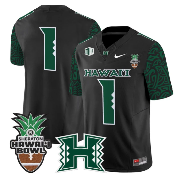 Team Jersey #1 Hawai'i Rainbow 2025 Hawai'i Bowl Patch Stitched Black Limited by My Store NCAA Football Jerseys