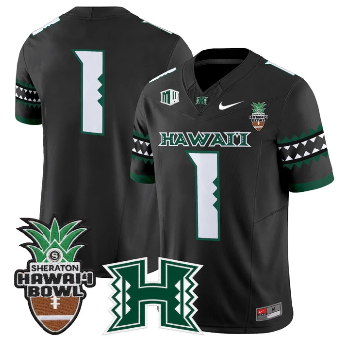 Team Jersey #1 Hawai'i Rainbow 2025 Hawai'i Bowl Patch Stitched by My Store NCAA Football Jerseys