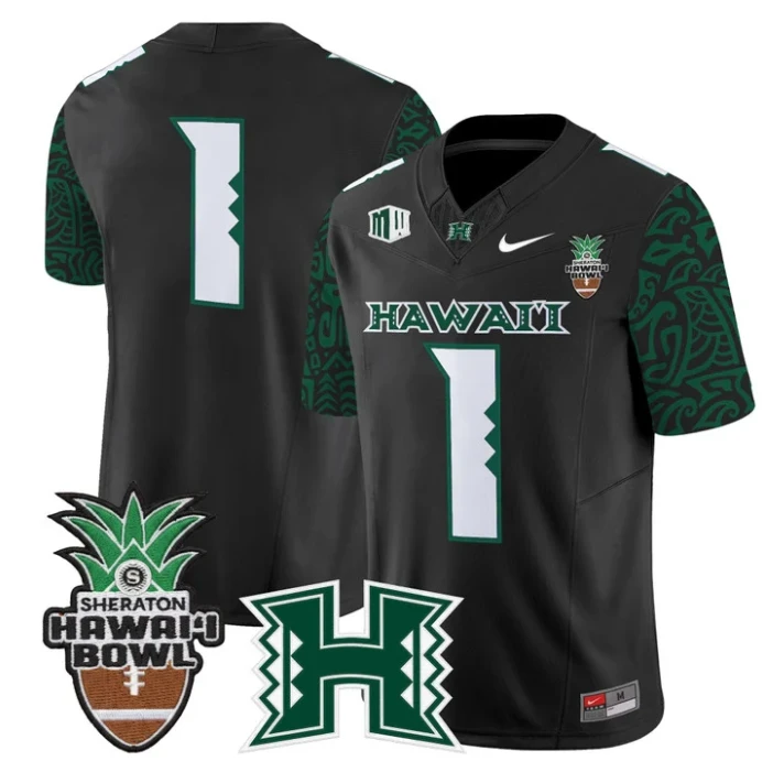 Team Jersey #1 Hawai'i Rainbow 2025 Hawai'i Bowl Patch Stitched Black Limited by My Store NCAA Football Jerseys