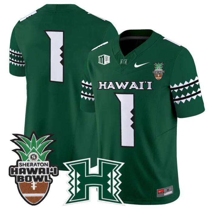Team Jersey #1 Hawai'i Rainbow 2025 Hawai'i Bowl Patch Stitched by My Store NCAA Football Jerseys