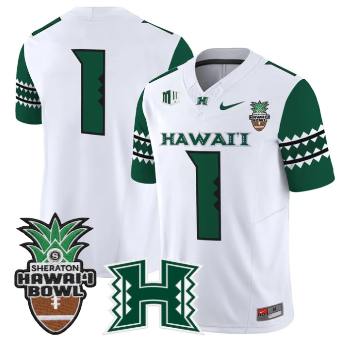 Team Jersey #1 Hawai'i Rainbow 2025 Hawai'i Bowl Patch Stitched by My Store NCAA Football Jerseys