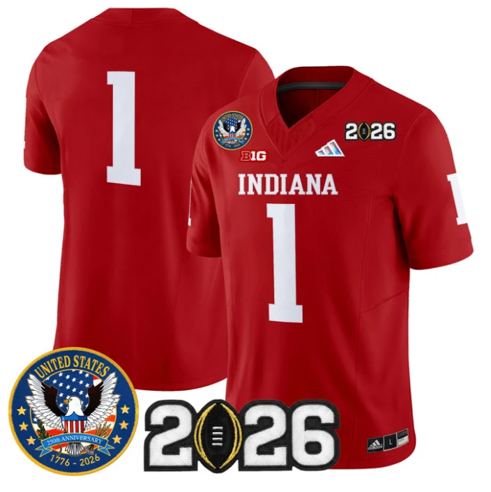 Team Jersey #1 Hoosiers United States 250th Patch V2 Stitched by My Store NCAA Football Jerseys