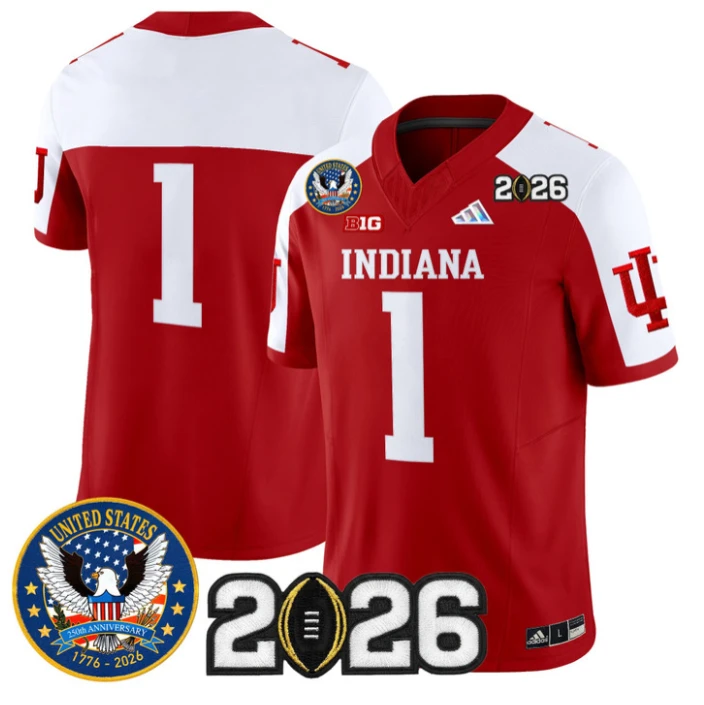 Team Jersey #1 Hoosiers United States 250th Patch V2 Stitched by My Store NCAA Football Jerseys