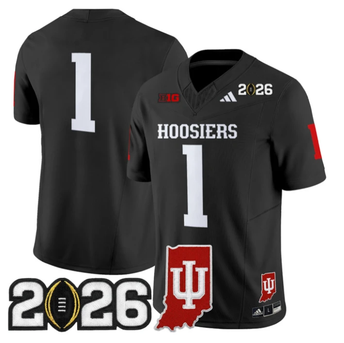 Team Jersey #1 Indiana Hoosiers 2026 CFP Final Indiana State Patch Stitched by My Store NCAA Football Jerseys
