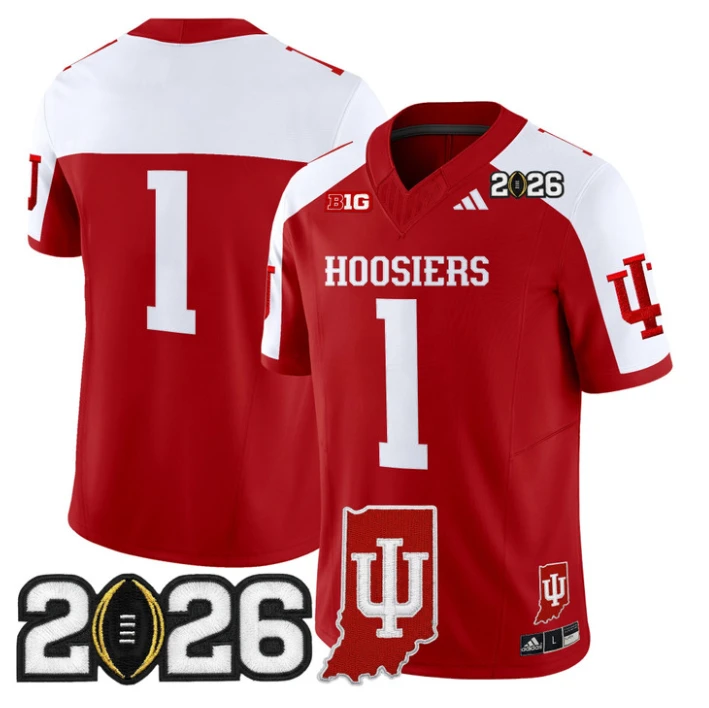 Team Jersey #1 Indiana Hoosiers 2026 CFP Final Indiana State Patch Stitched by My Store NCAA Football Jerseys