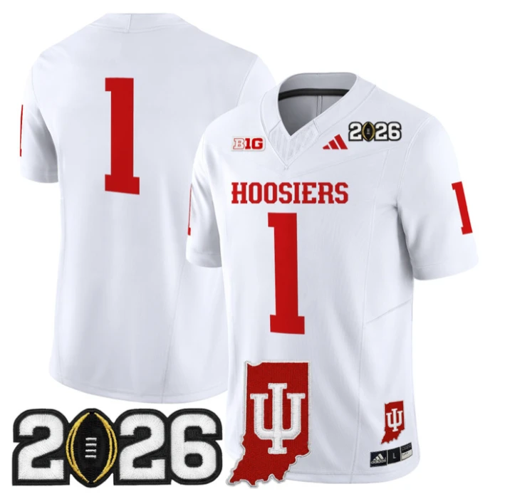 Team Jersey #1 Indiana Hoosiers 2026 CFP Final Indiana State Patch Stitched by My Store NCAA Football Jerseys