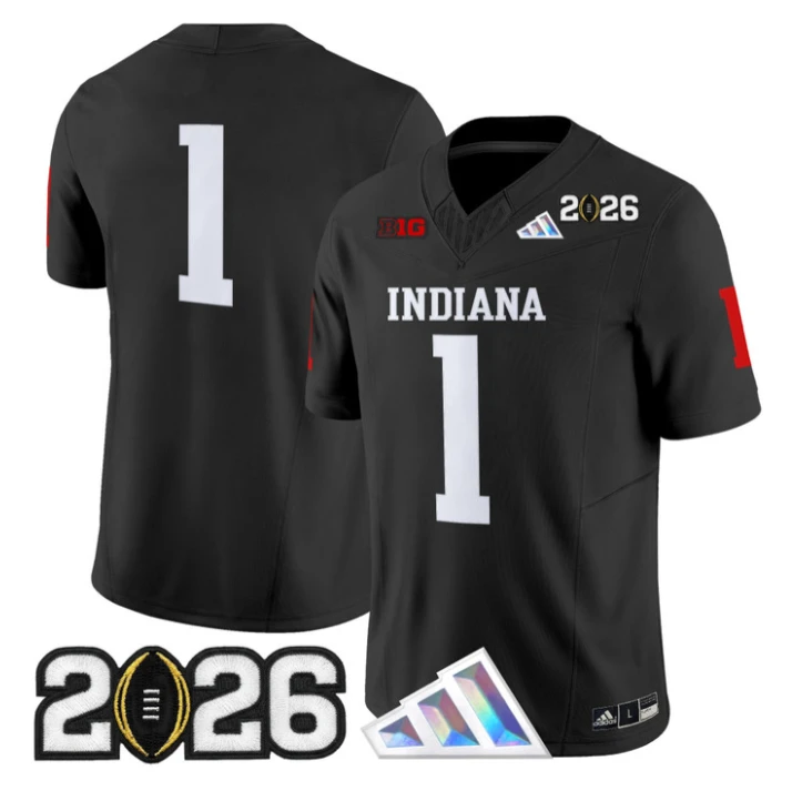 Team Jersey #1 Indiana Hoosiers 2026 CFP Final V3 Patch Stitched by My Store NCAA Football Jerseys