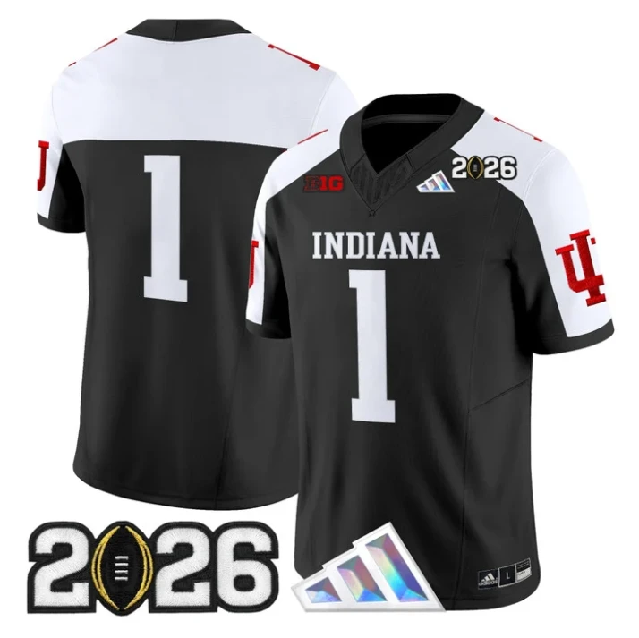 Team Jersey #1 Indiana Hoosiers 2026 CFP Final V3 Patch Stitched by My Store NCAA Football Jerseys