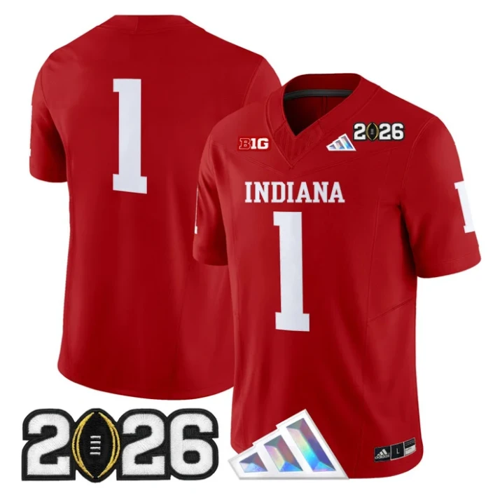 Team Jersey #1 Indiana Hoosiers 2026 CFP Final V3 Patch Stitched by My Store NCAA Football Jerseys