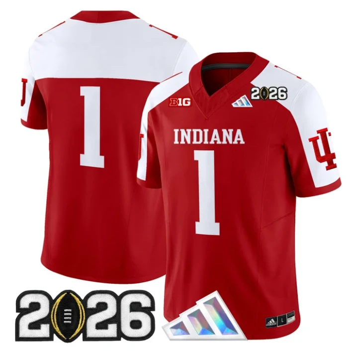 Team Jersey #1 Indiana Hoosiers 2026 CFP Final V3 Patch Stitched by My Store NCAA Football Jerseys
