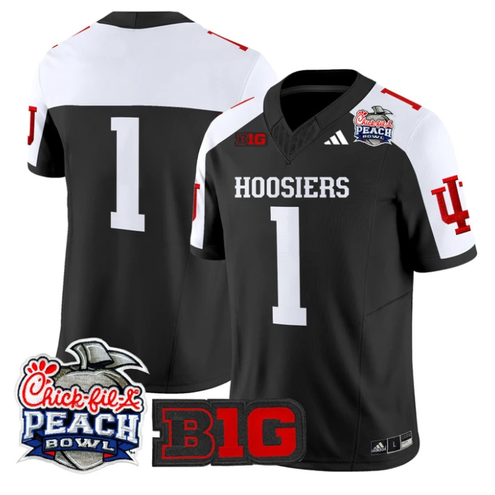 Team Jersey #1 Indiana Hoosiers 2026 Peach Bowl Patch Stitched by My Store NCAA Football Jerseys
