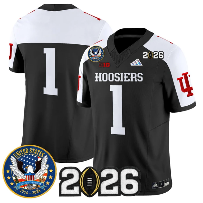 Team Jersey #1 Indiana Hoosiers United States 250th 2026 Stitched by My Store NCAA Football Jerseys