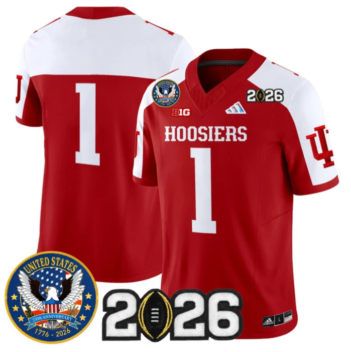 Team Jersey #1 Indiana Hoosiers United States 250th 2026 Stitched by My Store NCAA Football Jerseys