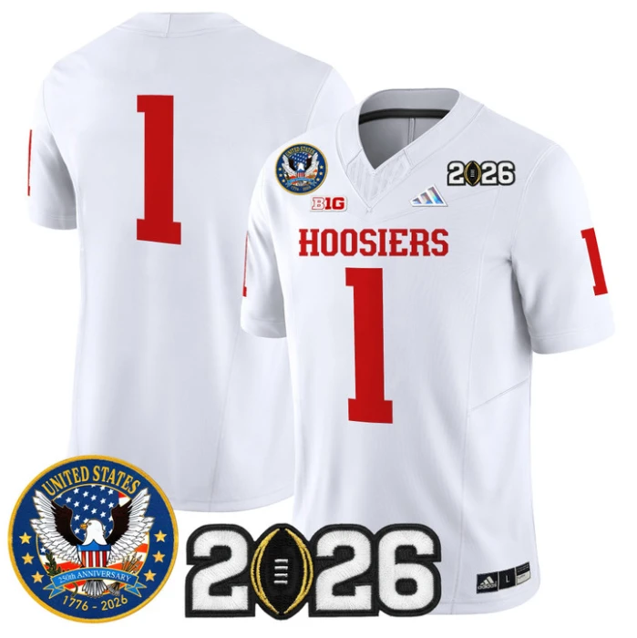 Team Jersey #1 Indiana Hoosiers United States 250th 2026 Stitched by My Store NCAA Football Jerseys