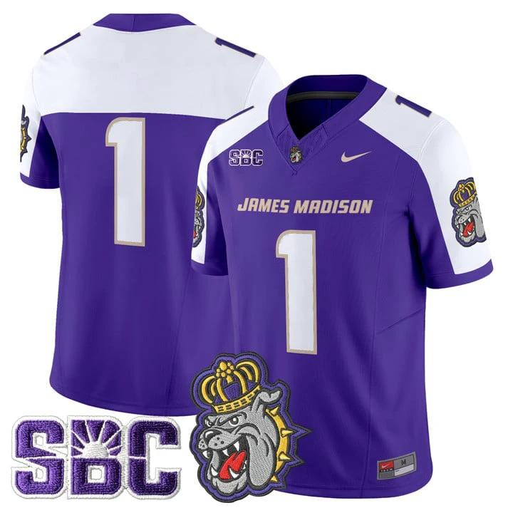 Team Jersey #1 James Madison Dukes 2025 Vapor Limited Stitched by My Store NCAA Football Jerseys
