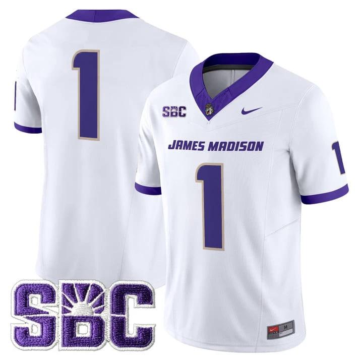 Team Jersey #1 James Madison Dukes 2025 Vapor Limited Stitched by My Store NCAA Football Jerseys