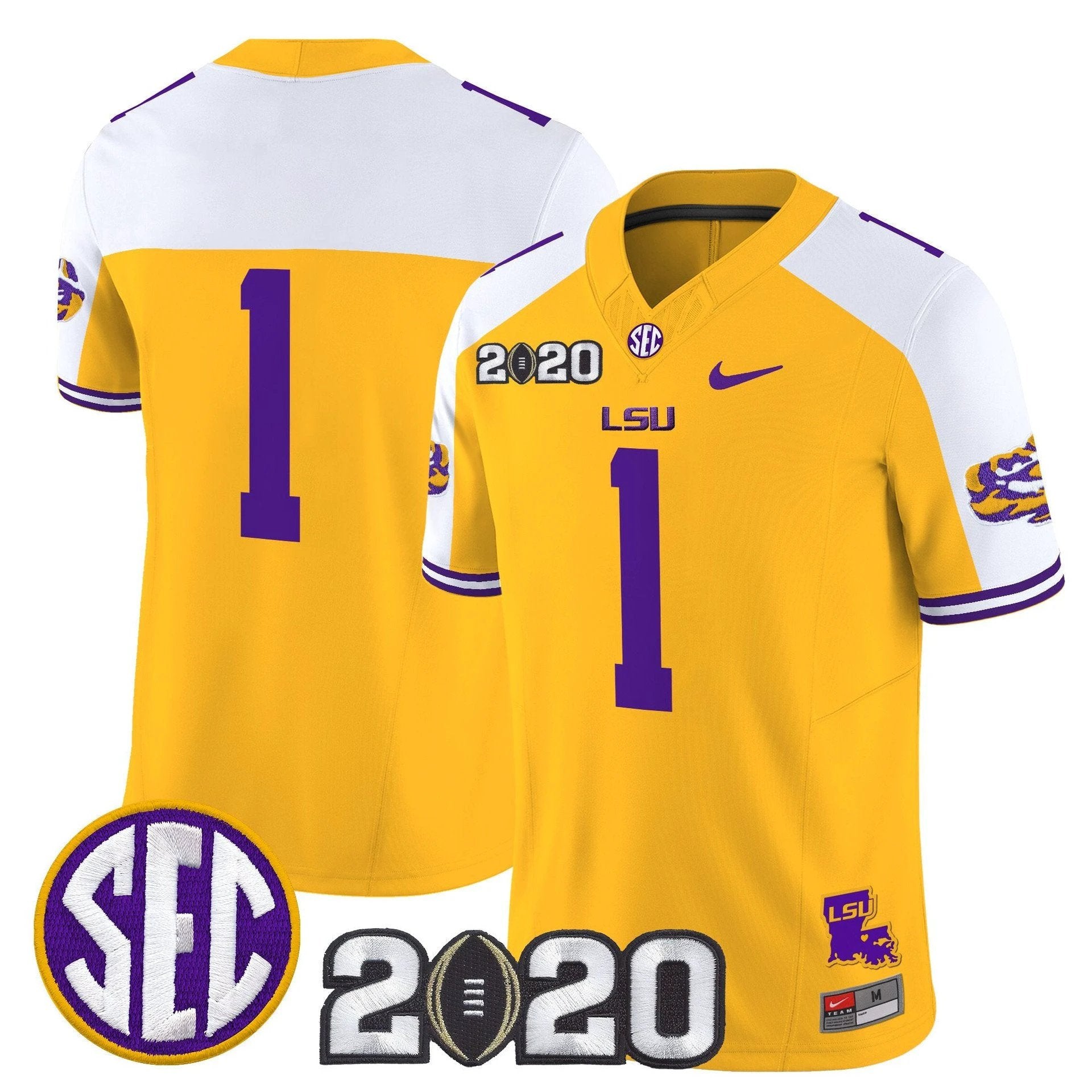 Team Jersey #1 LSU Tigers 2020 National Champions Limited Stitched by My Store NCAA Football Jerseys