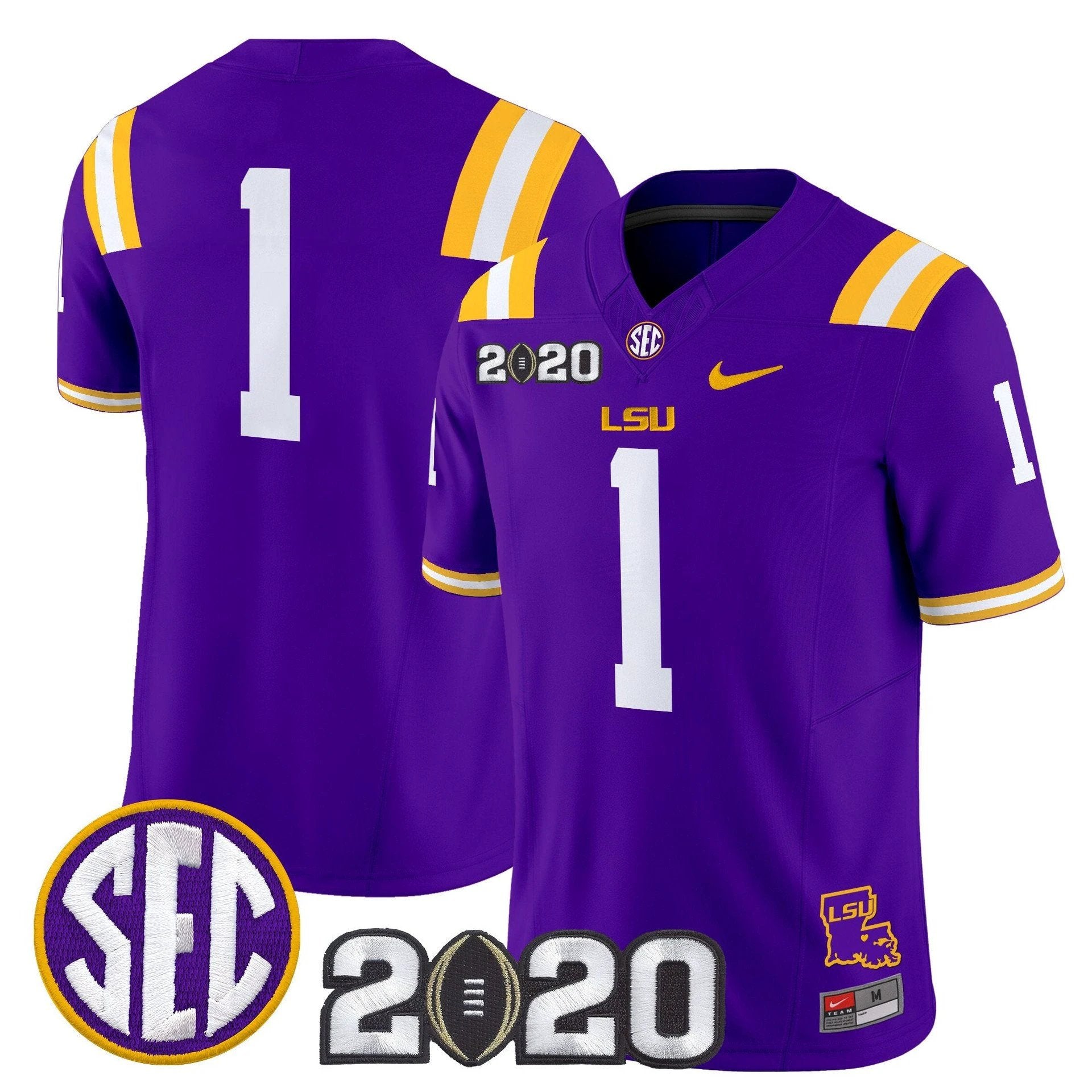 Team Jersey #1 LSU Tigers 2020 National Champions Limited Stitched by My Store NCAA Football Jerseys