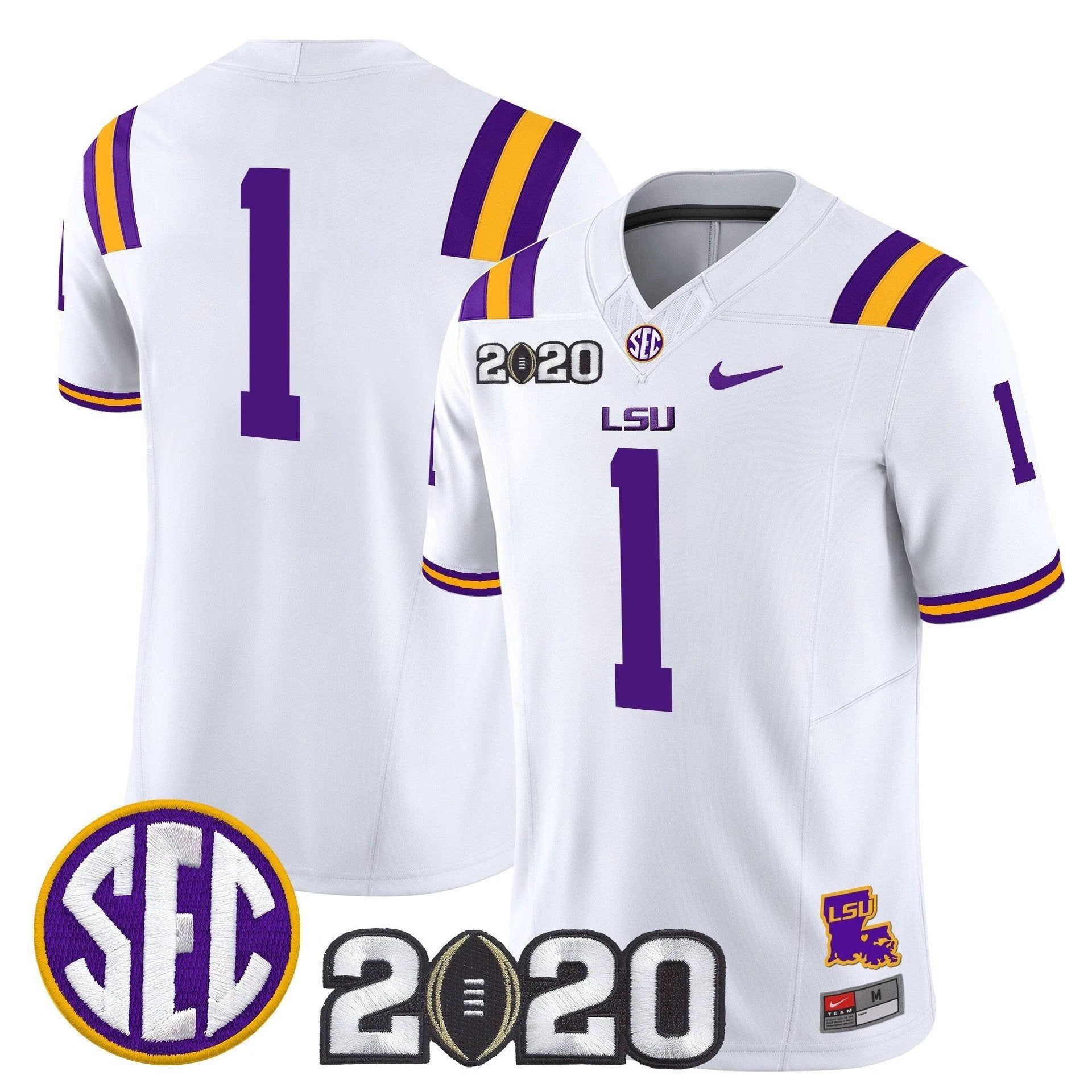 Team Jersey #1 LSU Tigers 2020 National Champions Limited Stitched by My Store NCAA Football Jerseys