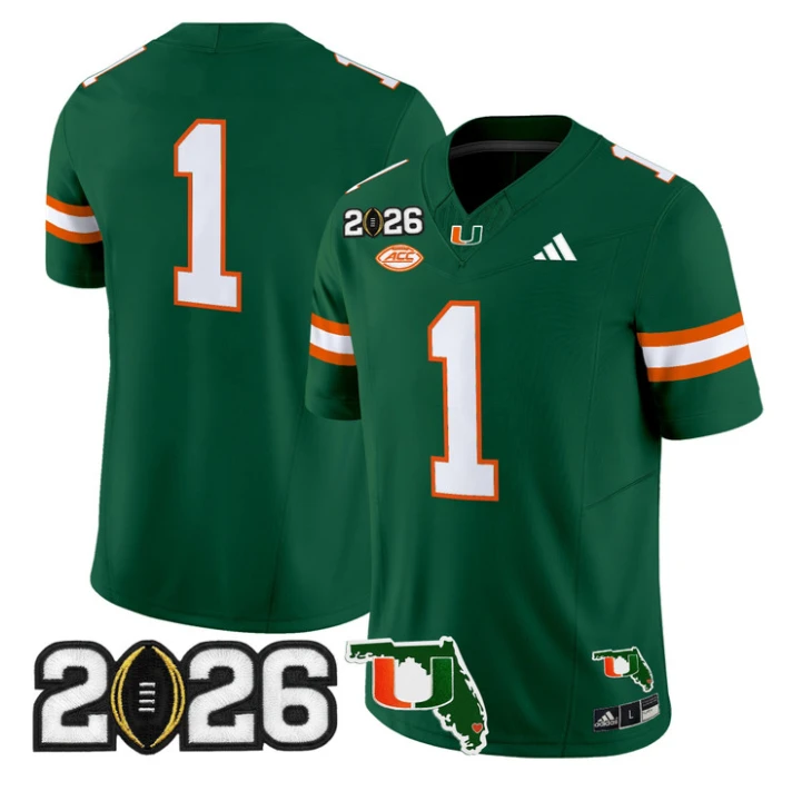 Team Jersey #1 Miami Hurricanes 2026 CFP Final Florida Patch Stitched by My Store NCAA Football Jerseys