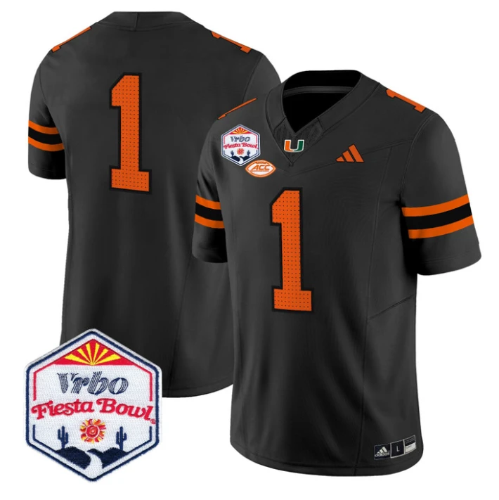 Team Jersey #1 Miami Hurricanes 2026 Fiesta Bow Patch Stitched by My Store NCAA Football Jerseys