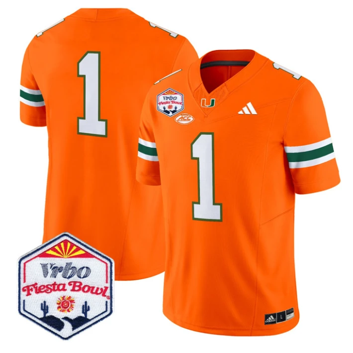 Team Jersey #1 Miami Hurricanes 2026 Fiesta Bow Patch Stitched by My Store NCAA Football Jerseys