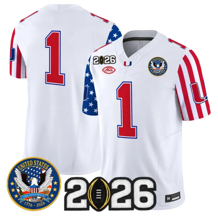 Team Jersey #1 Miami Hurricanes America 250 Edition 2026 CFP Patch Stitched by My Store NCAA Football Jerseys