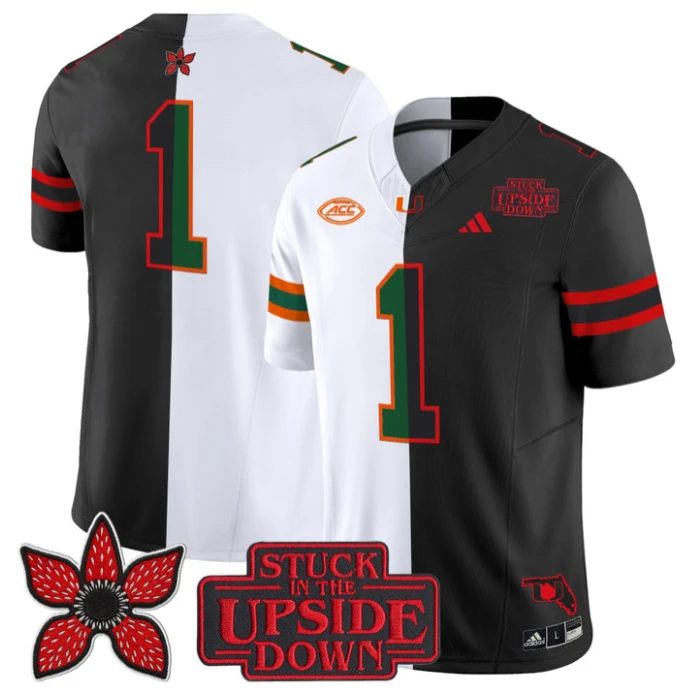 Team Jersey #1 Miami Hurricanes Upside Down Edition Stitched by My Store NCAA Football Jerseys