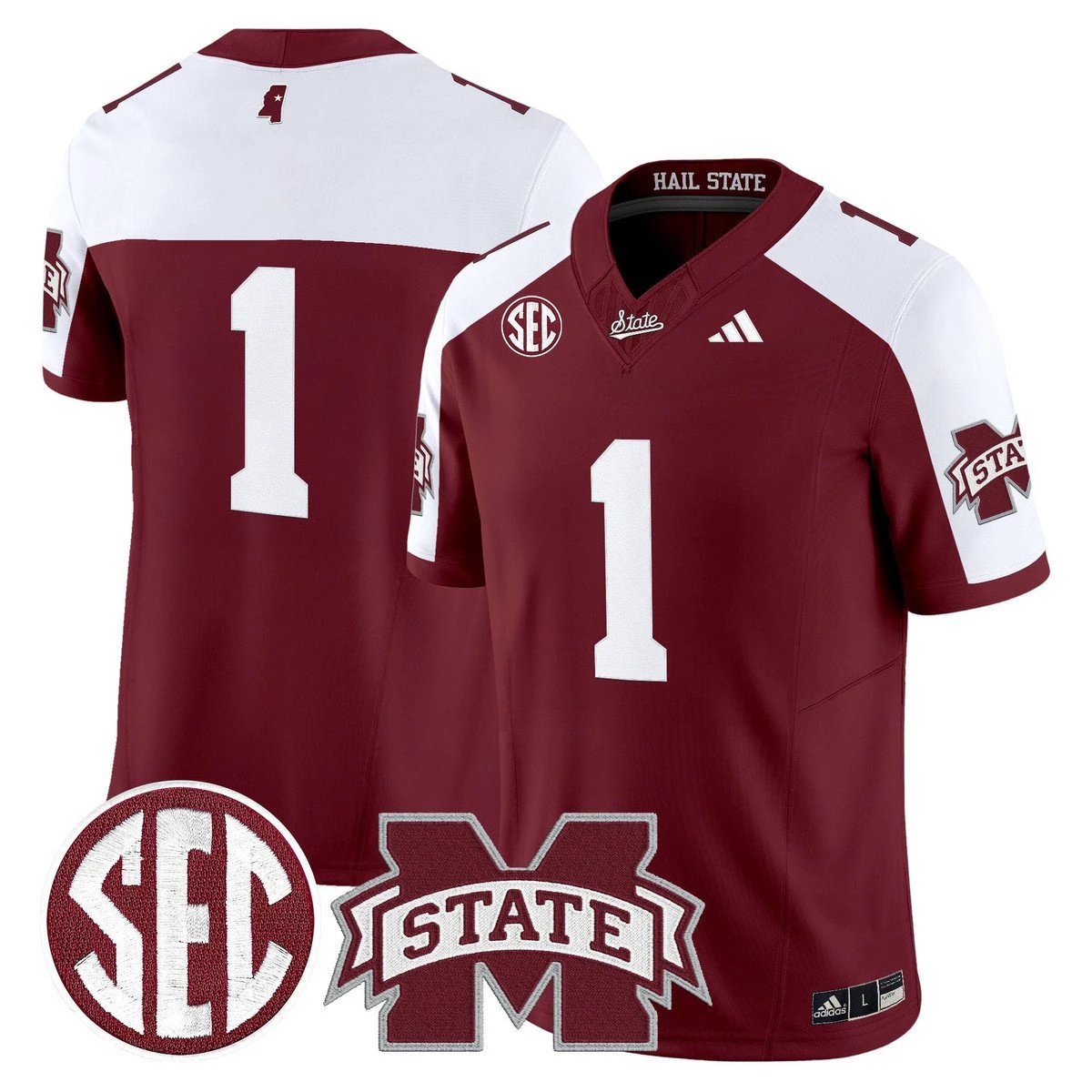 Team Jersey #1 Mississippi State Bulldogs Dark Mode Stitched by My Store NCAA Football Jerseys
