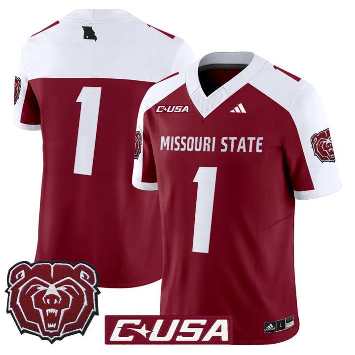 Team Jersey #1 Missouri State Bears 2025 Vapor Limited Stitched by My Store NCAA Football Jerseys