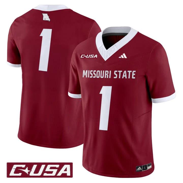 Team Jersey #1 Missouri State Bears 2025 Vapor Limited Stitched by My Store NCAA Football Jerseys