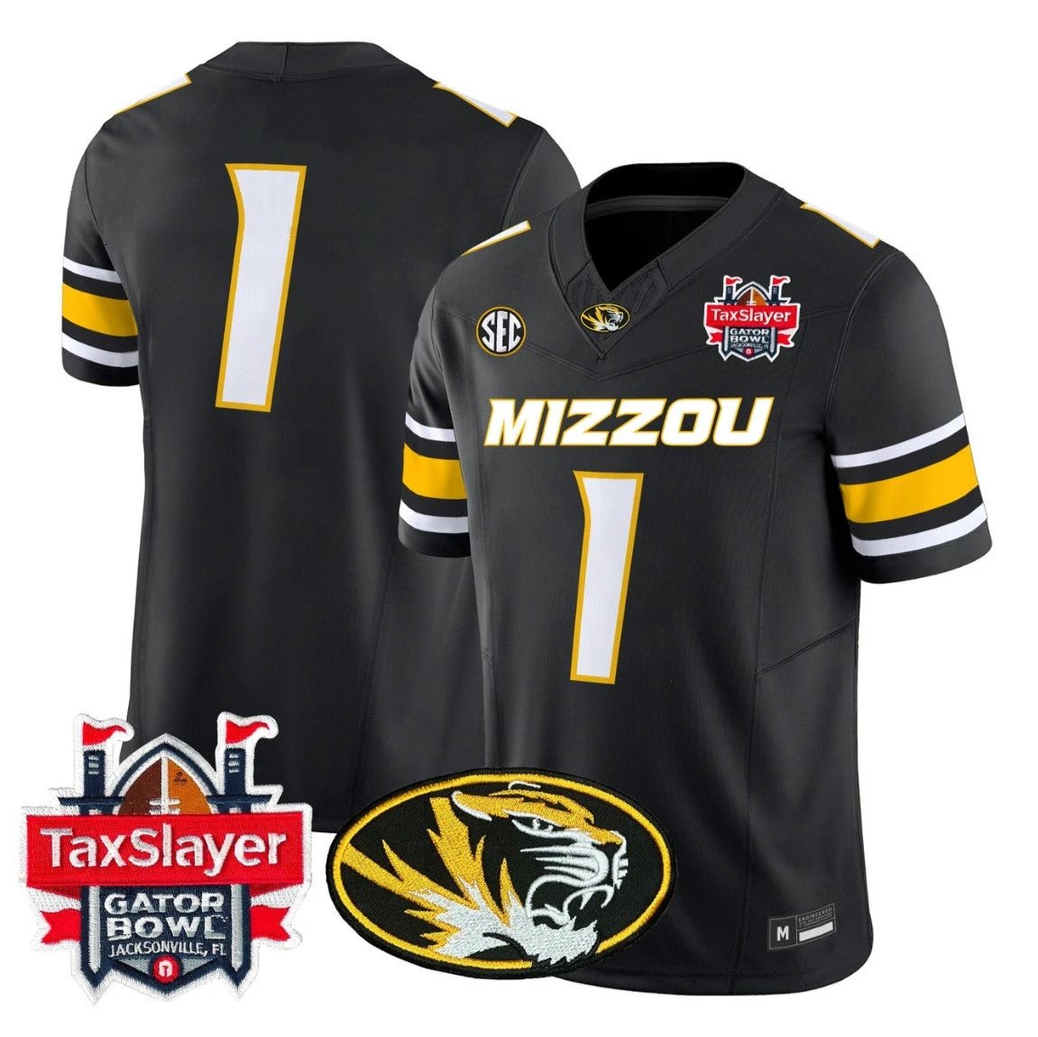 Team Jersey #1 Missouri Tigers 2025 Gator Bowl Vapor Limited Stitched by My Store NCAA Football Jerseys