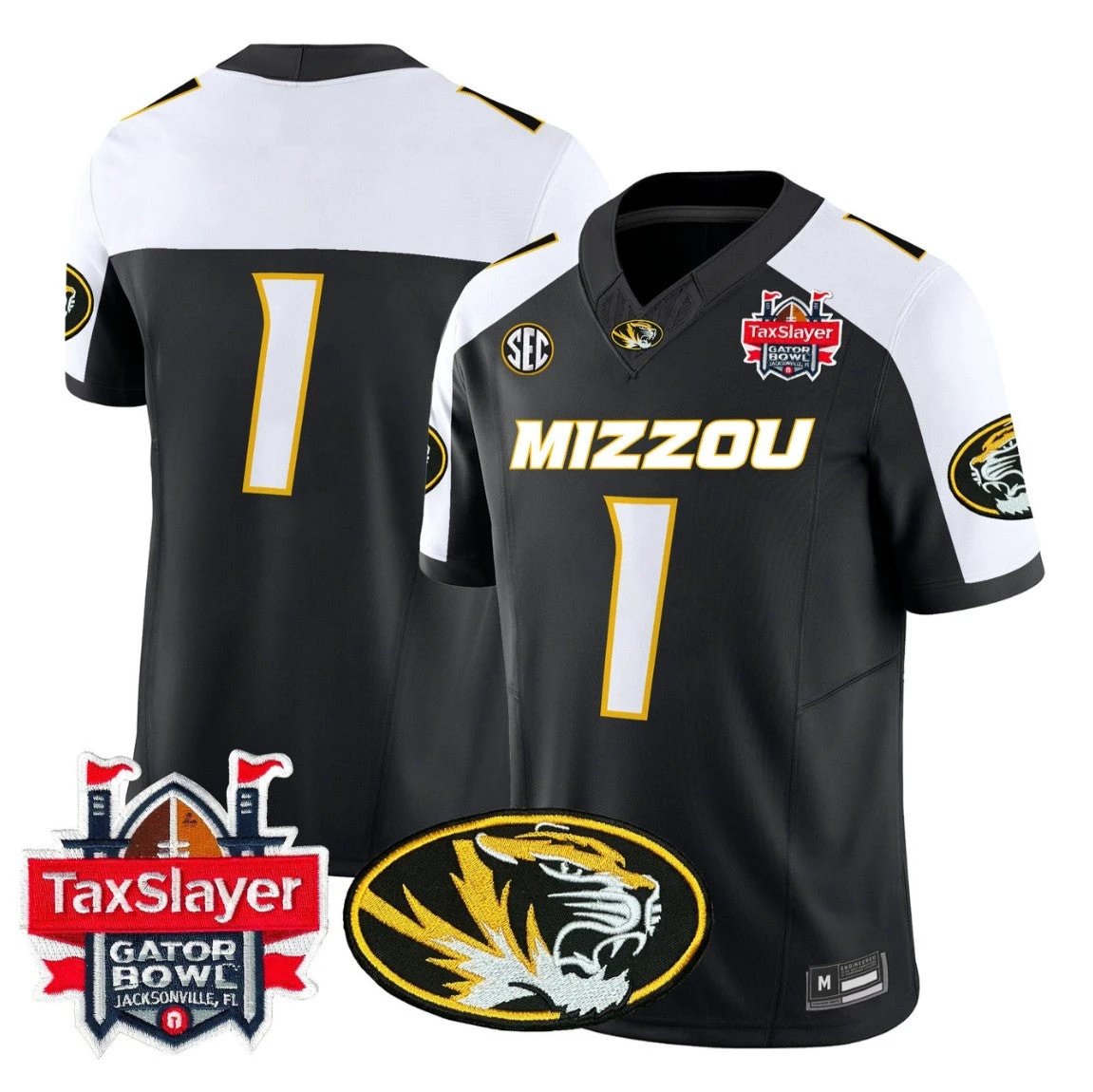 Team Jersey #1 Missouri Tigers 2025 Gator Bowl Vapor Limited Stitched by My Store NCAA Football Jerseys