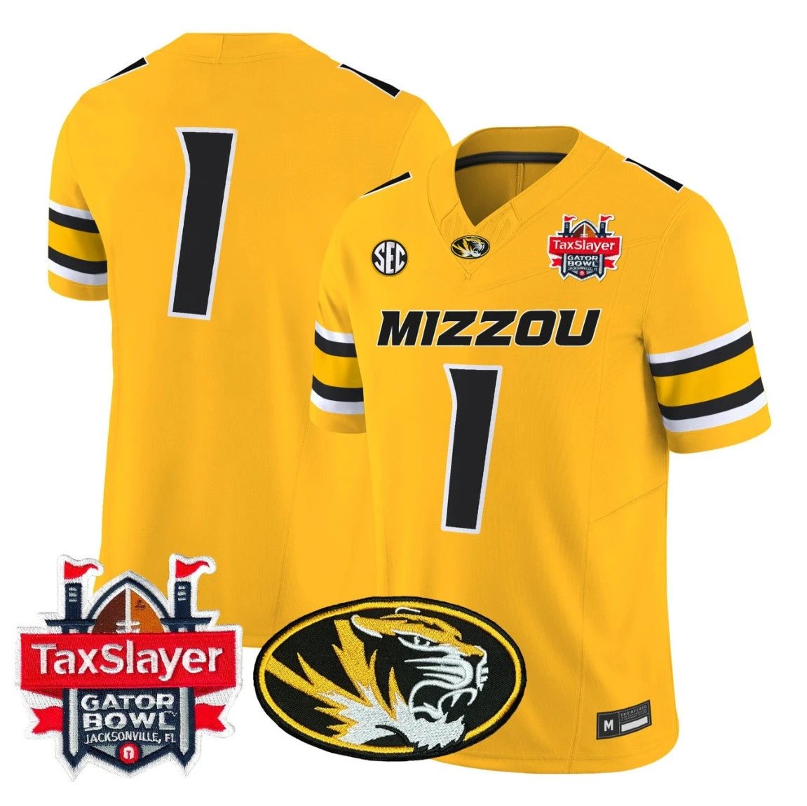 Team Jersey #1 Missouri Tigers 2025 Gator Bowl Vapor Limited Stitched by My Store NCAA Football Jerseys