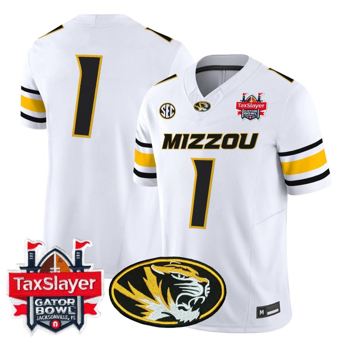 Team Jersey #1 Missouri Tigers 2025 Gator Bowl Vapor Limited Stitched by My Store NCAA Football Jerseys