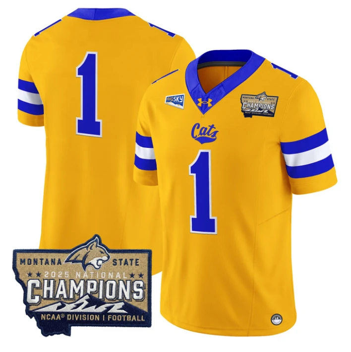 Team Jersey #1 Montana State Bobcats 2025 National Champions Stitched Gold by My Store NCAA Football Jerseys